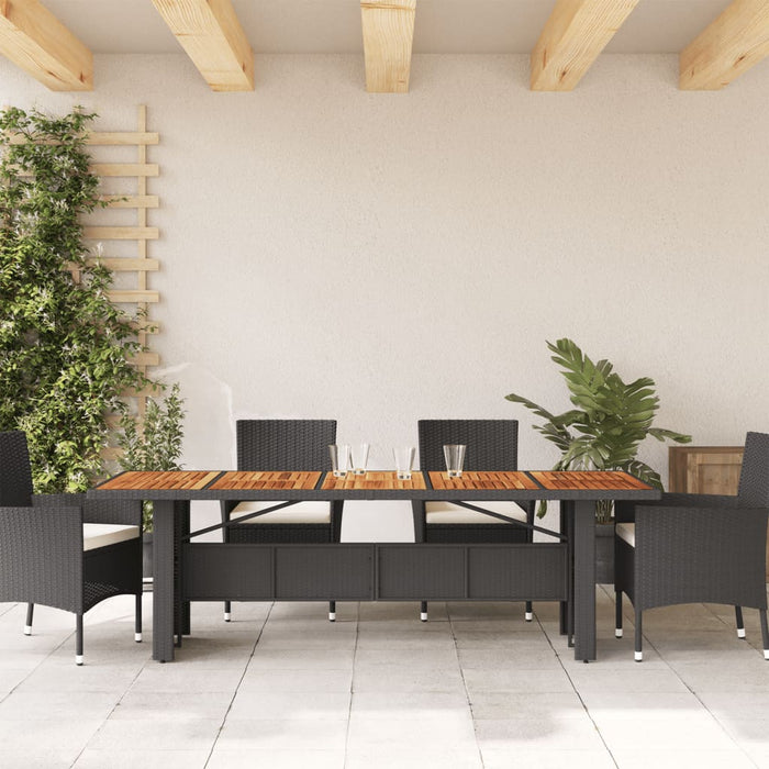 Tavolo Giardino Piano Legno Acacia Nero 240x90x75 cm Polyrattan 365595