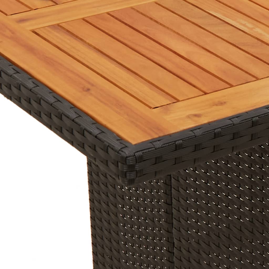 Tavolo Giardino Piano Legno Acacia Nero 240x90x75 cm Polyrattan 365595