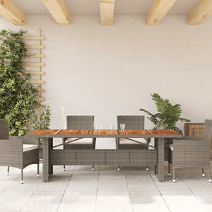 Tavolo Giardino Piano Legno Acacia Grigio 240x90x75 Polyrattan 365596