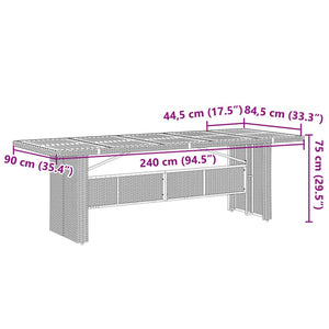 Tavolo Giardino Piano Legno Acacia Grigio 240x90x75 Polyrattan 365596