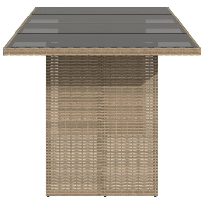 Tavolo da Giardino Piano in Vetro Beige 190x80x75 cm Polyrattan 365605