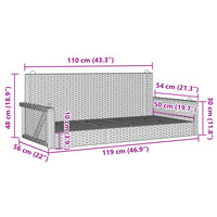 Panchina a Dondolo Marrone 119x56x48 cm in Polyrattan 365626