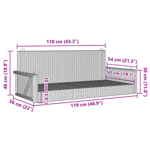 Panchina a Dondolo Marrone 119x56x48 cm in Polyrattan 365626