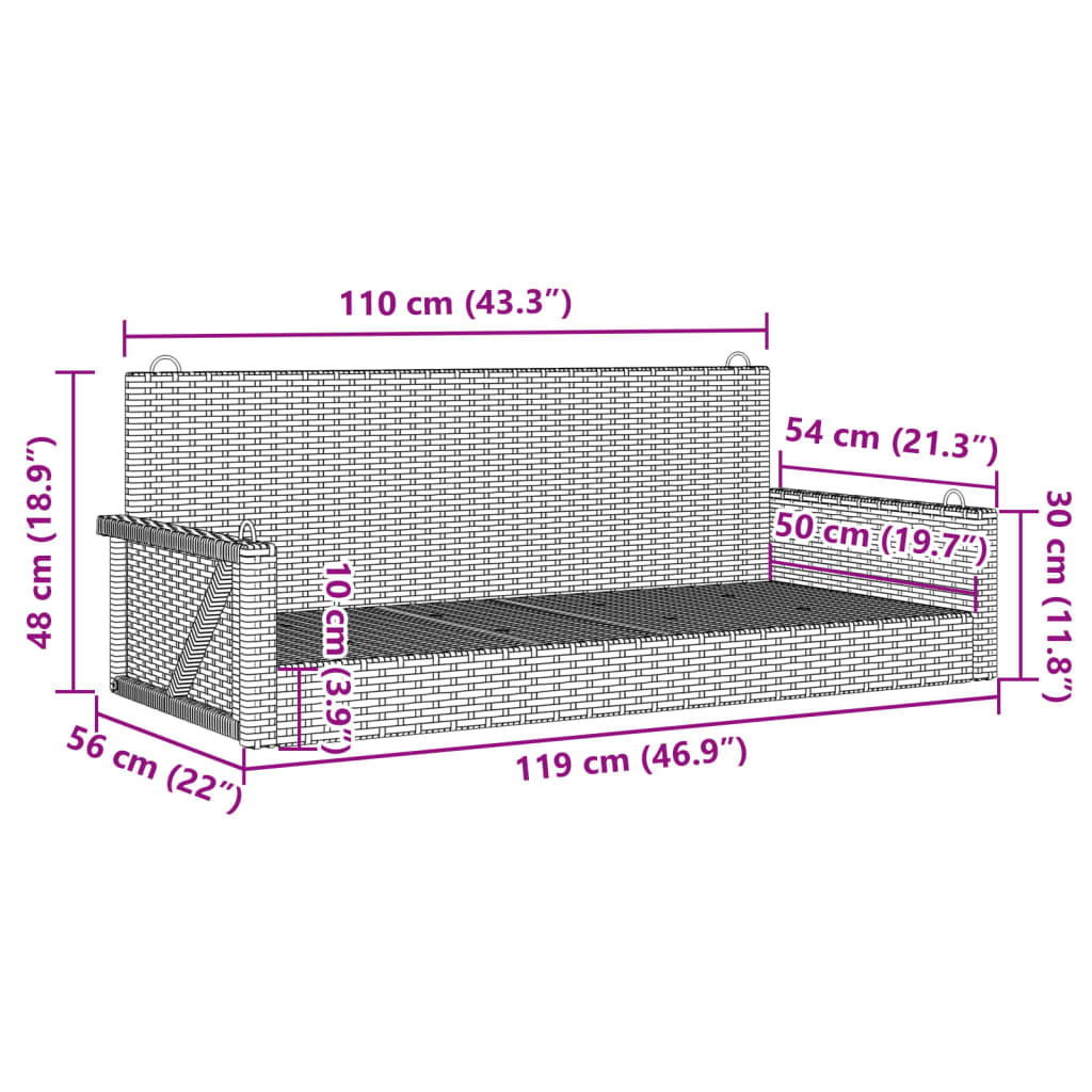 Panchina a Dondolo Beige 119x56x48 cm in Polyrattan 365628