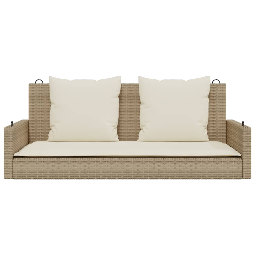 Panchina a Dondolo con Cuscini Beige 119x56x48 cm in Polyrattan 365632