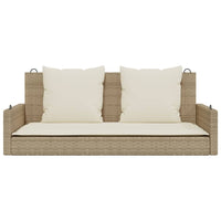 Panchina a Dondolo con Cuscini Beige 119x56x48 cm in Polyrattan 365632