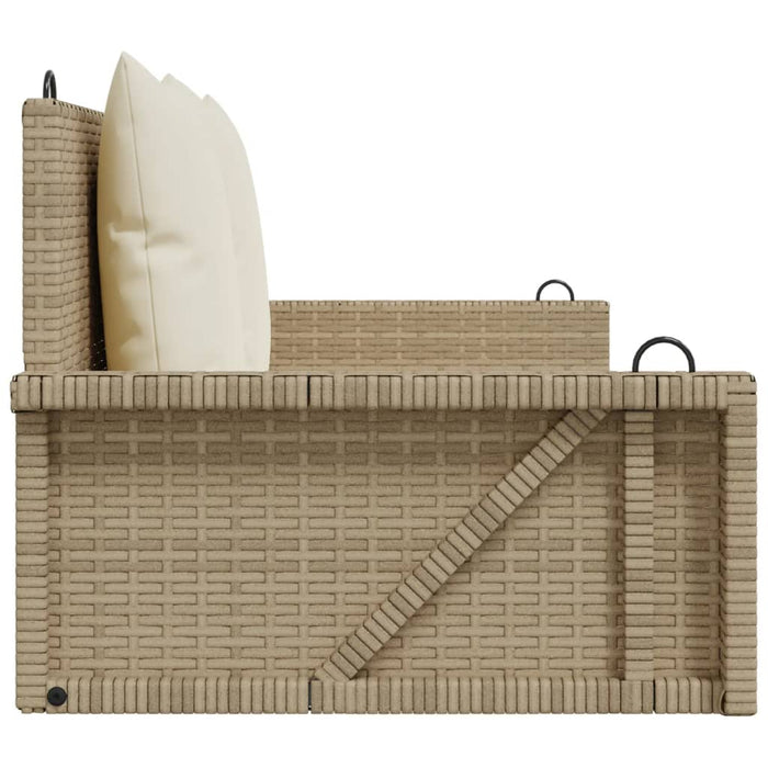 Panchina a Dondolo con Cuscini Beige 119x56x48 cm in Polyrattan 365632