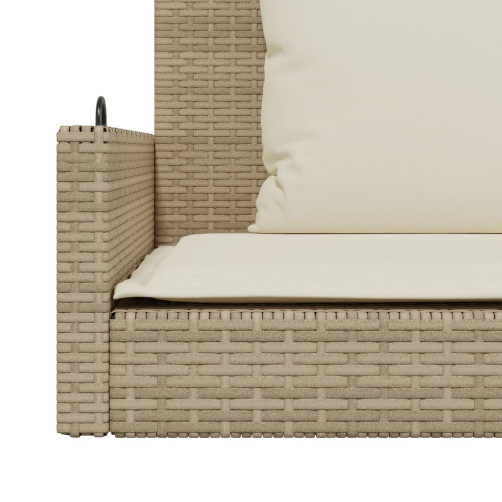 Panchina a Dondolo con Cuscini Beige 119x56x48 cm in Polyrattan 365632