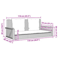 Panchina a Dondolo con Cuscini Beige 119x56x48 cm in Polyrattan 365632