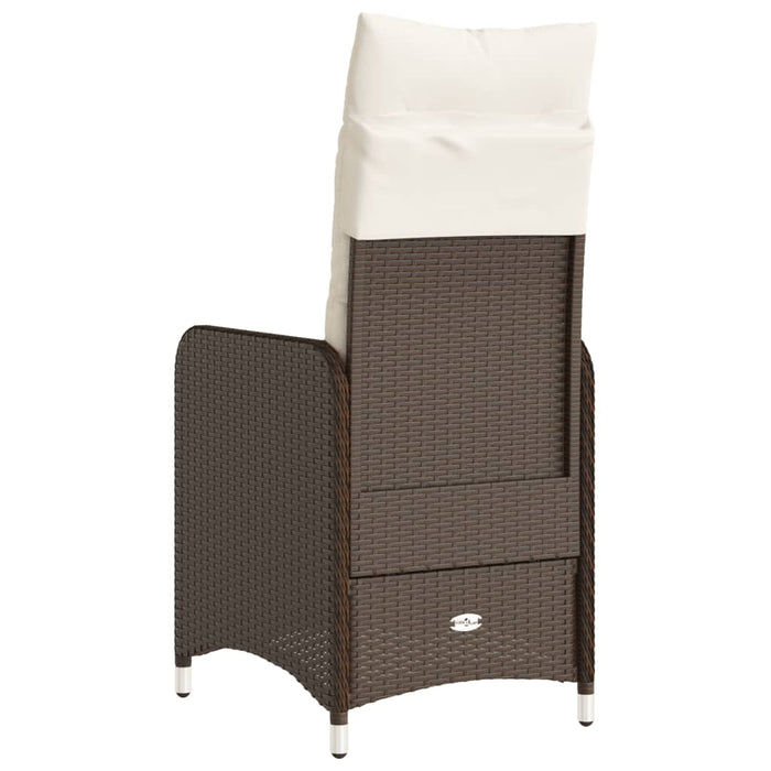 Sedia Reclinabile da Giardino con Cuscini Marrone in Polyrattan 365681