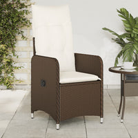 Sedia Reclinabile da Giardino con Cuscini Marrone in Polyrattan 365681