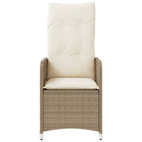 Sedia Reclinabile da Giardino con Cuscini Beige in Polyrattan 365683