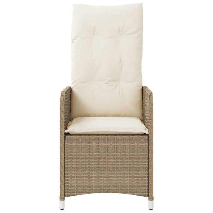 Sedia Reclinabile da Giardino con Cuscini Beige in Polyrattan 365683