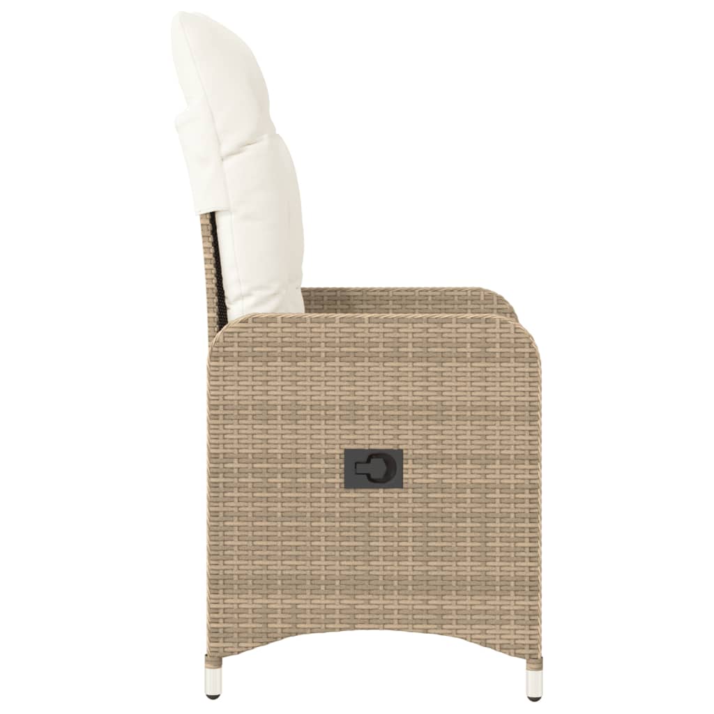 Sedia Reclinabile da Giardino con Cuscini Beige in Polyrattan 365683