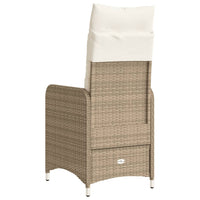 Sedia Reclinabile da Giardino con Cuscini Beige in Polyrattan 365683