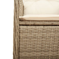 Sedia Reclinabile da Giardino con Cuscini Beige in Polyrattan 365683