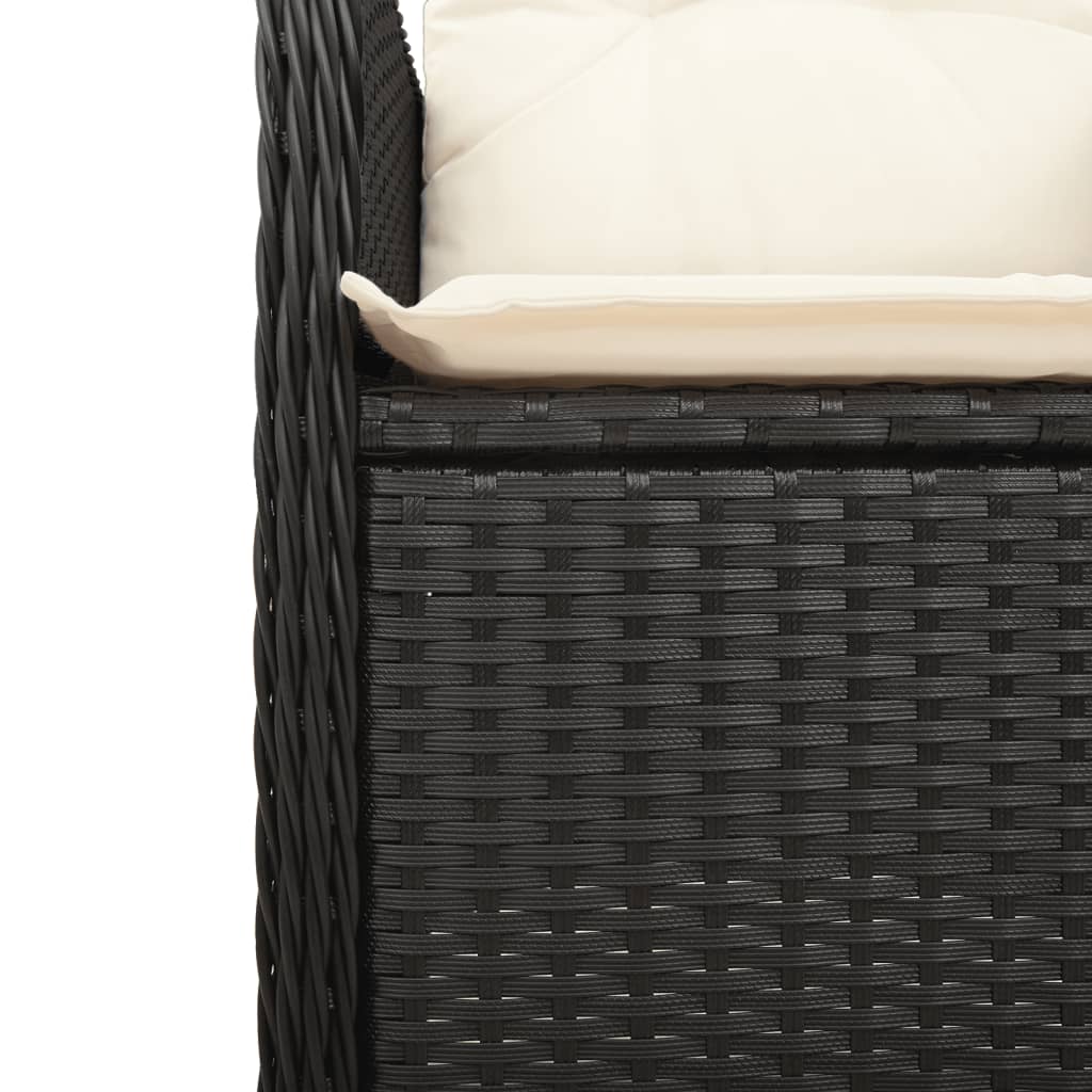 Sedie Reclinabili da Giardino 2 pz con Cuscini Nero Polyrattan 365685