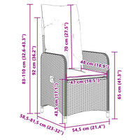 Sedie Reclinabili da Giardino 2 pz con Cuscini Nero Polyrattan 365685