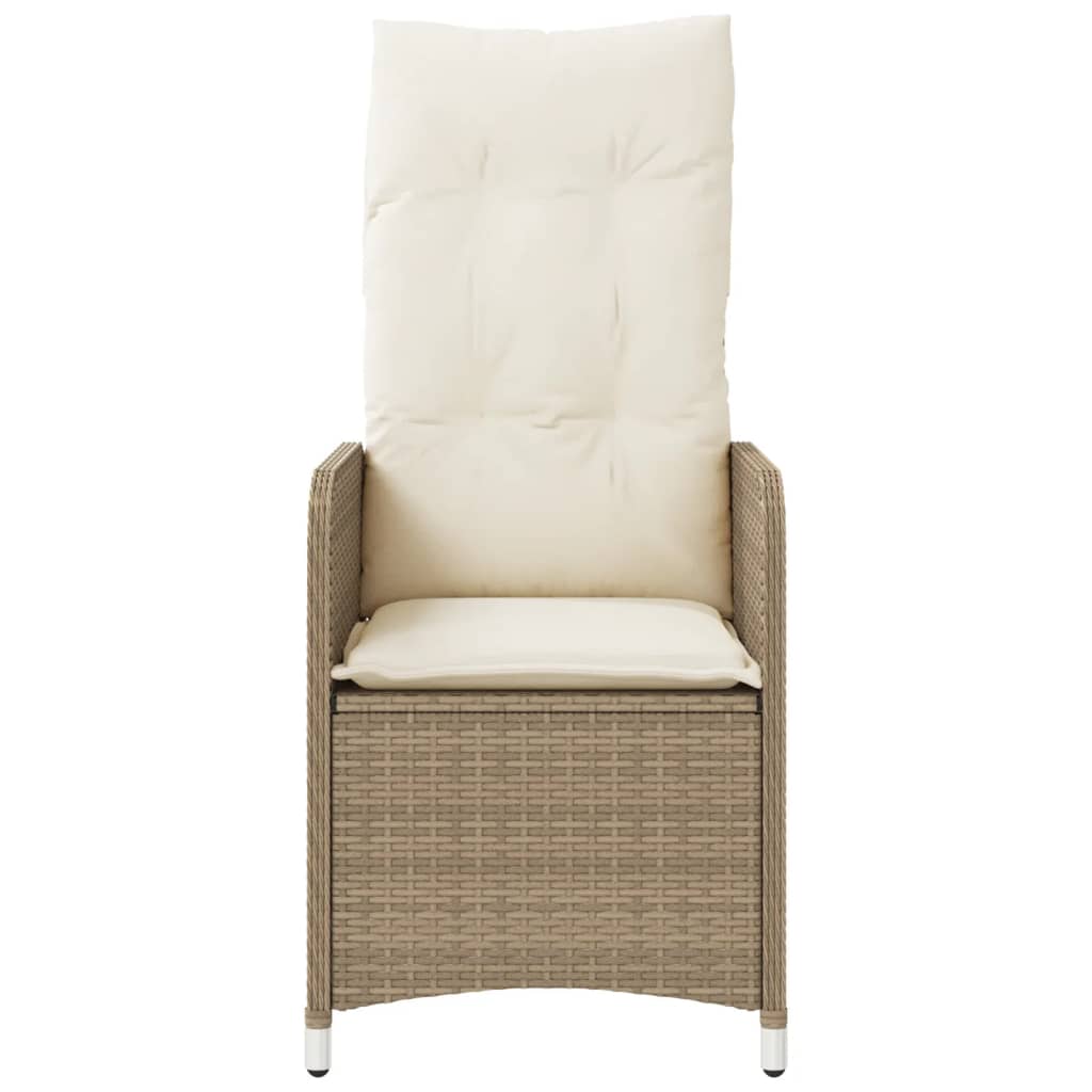 Sedie da Giardino Reclinabili 2pz con Tavolino Polyrattan Beige 365693