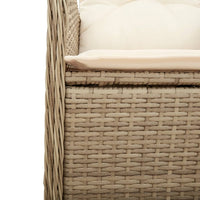 Sedie da Giardino Reclinabili 2pz con Tavolino Polyrattan Beige 365693