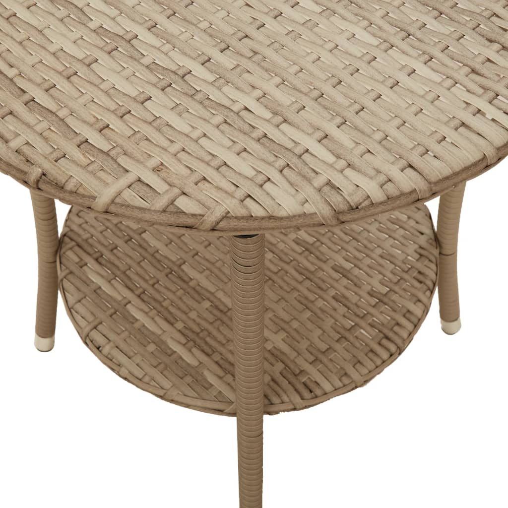 Sedie da Giardino Reclinabili 2pz con Tavolino Polyrattan Beige 365693