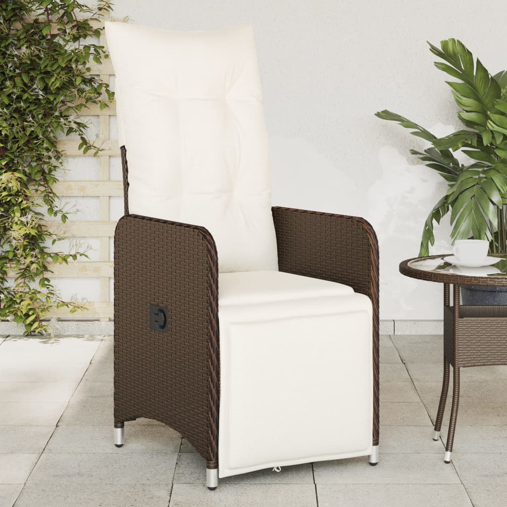 Sedia Reclinabile da Giardino con Cuscini Marrone in Polyrattan 365696