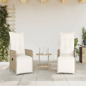 Sedie Reclinabili da Giardino 2pz con Cuscini Beige Polyrattan 365703