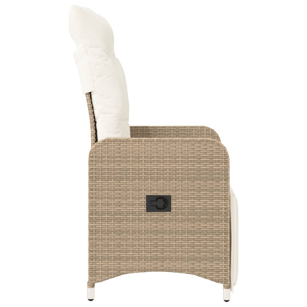 Sedie Reclinabili da Giardino 2pz con Cuscini Beige Polyrattan 365703