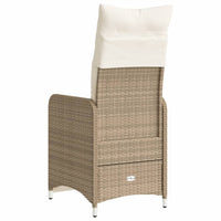 Sedie Reclinabili da Giardino 2pz con Cuscini Beige Polyrattan 365703