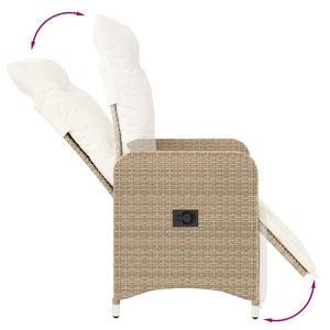 Sedie Reclinabili da Giardino 2pz con Cuscini Beige Polyrattan 365703