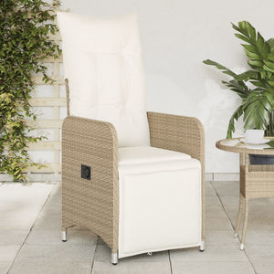 Sedie Reclinabili da Giardino 2pz con Cuscini Beige Polyrattan 365703