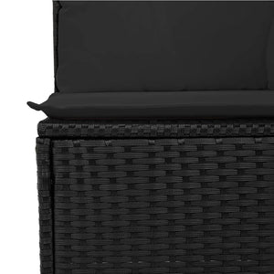 Divano da Giardino con Cuscini a 2 Posti Nero in Polyrattan 365963