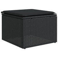 Sgabello Giardino con Cuscino Nero 55x55x37 cm in Polyrattan 365966