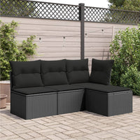 Sgabello Giardino con Cuscino Nero 55x55x37 cm in Polyrattan 365966