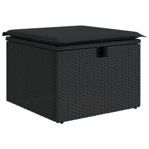 Sgabello Giardino con Cuscino Nero 55x55x37 cm in Polyrattancod mxl 87721