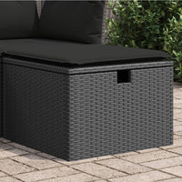 Sgabello Giardino con Cuscino Nero 55x55x37 cm in Polyrattan 365967