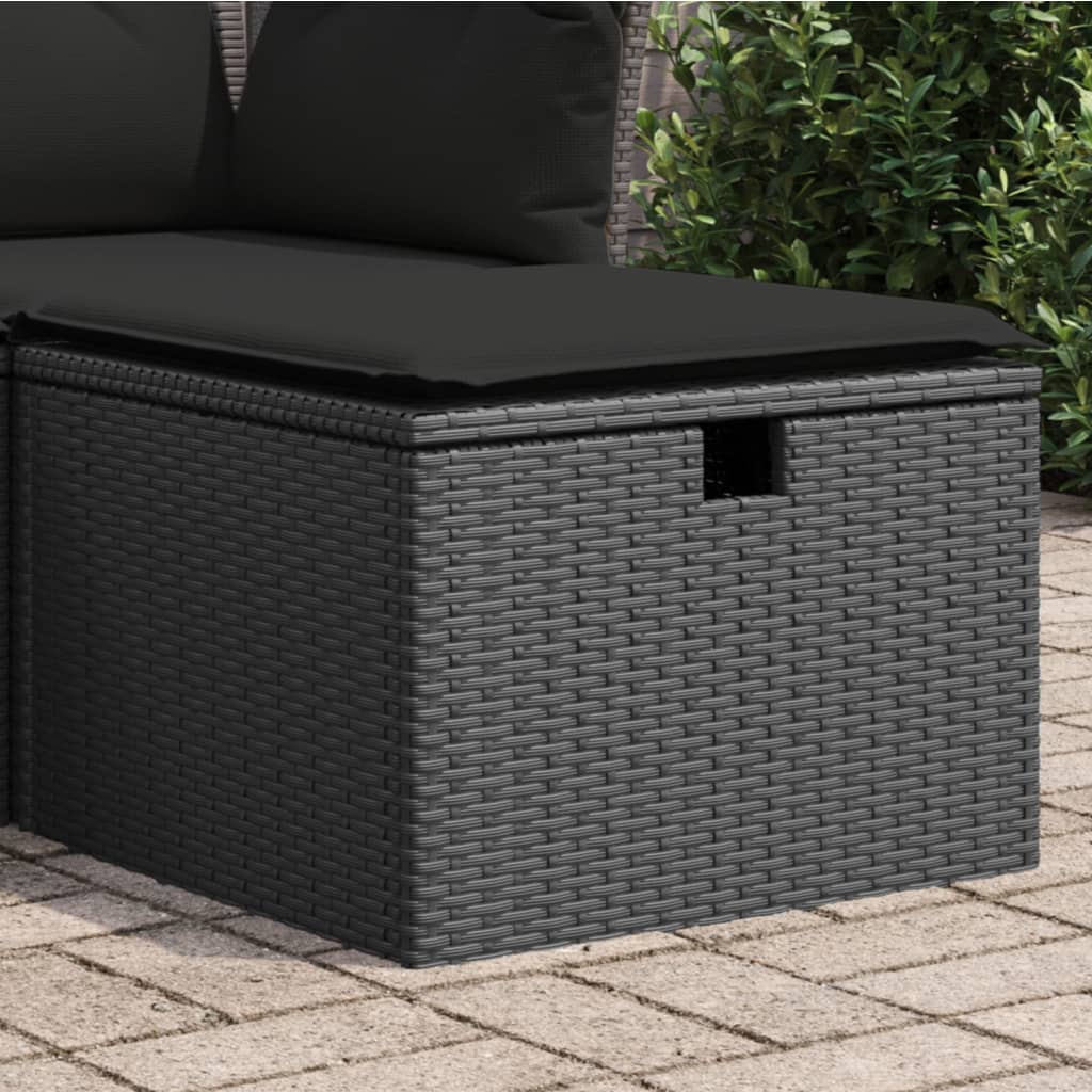 Sgabello Giardino con Cuscino Nero 55x55x37 cm in Polyrattancod mxl 87721