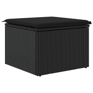 Sgabello Giardino con Cuscino Nero 55x55x37 cm in Polyrattan 365967