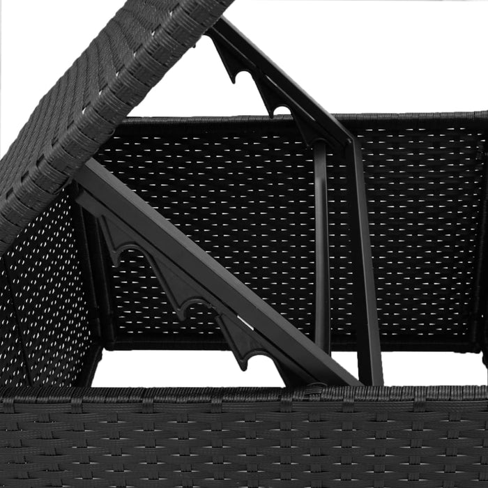 Sgabello Giardino con Cuscino Nero 55x55x37 cm in Polyrattan 365967