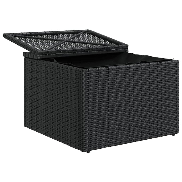 Sgabello Giardino con Cuscino Nero 55x55x37 cm in Polyrattan 365968