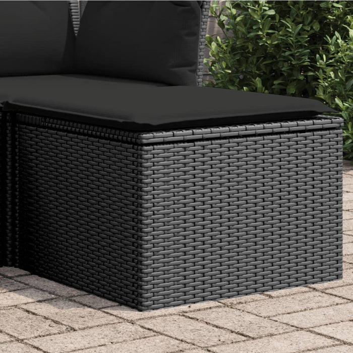 Sgabello Giardino con Cuscino Nero 55x55x37 cm in Polyrattan 365968