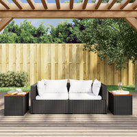 Tavolini Giardino 2pz Neri 55x34x37cm Polyrattan Legno Massello 365980