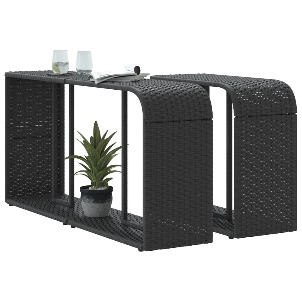 Scaffali Portaoggetti 2 pz in Polyrattan Nero 365981