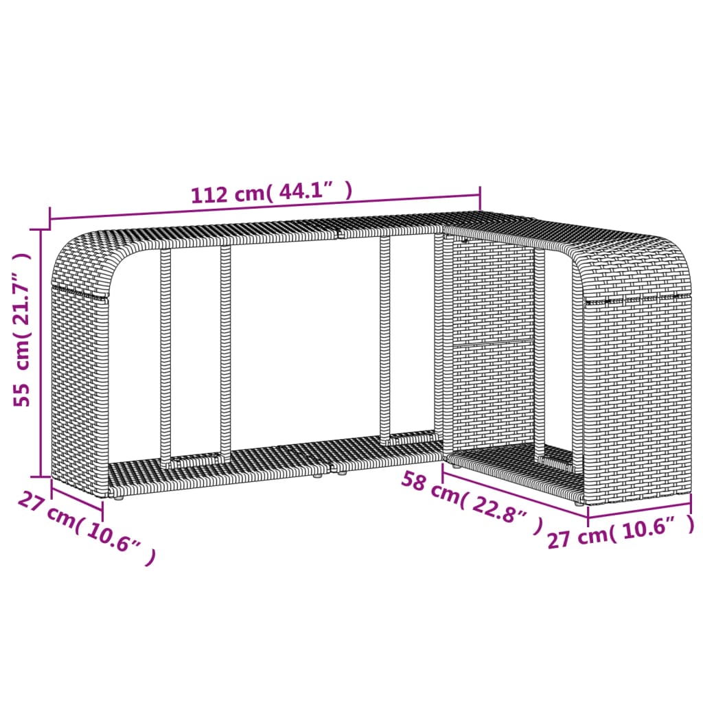 Scaffali Portaoggetti 2 pz in Polyrattan Nero 365981