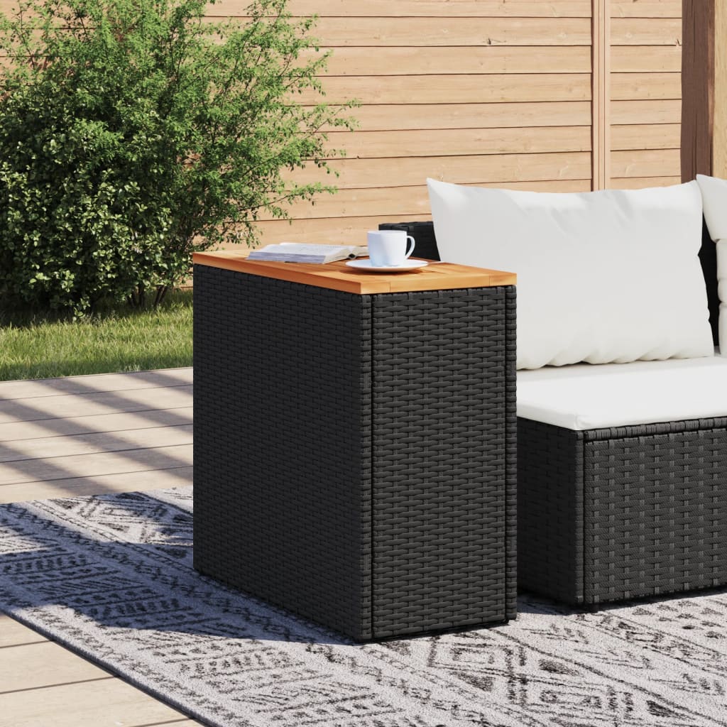 Tavolo da Giardino Piano in Legno Nero 58x27,5x55 cm Polyrattan 365983