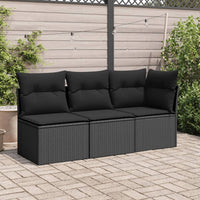 Divano Angolare da Giardino con Cuscini Nero in Polyrattancod mxl 111096