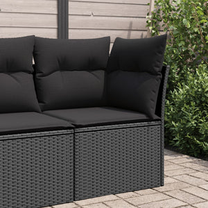 Divano Angolare da Giardino con Cuscini Nero in Polyrattancod mxl 111096