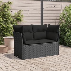 Divano da Giardino con Cuscini a 2 Posti Nero in Polyrattancod mxl 87728