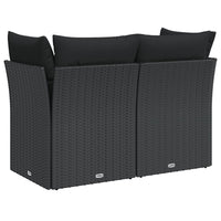 Divano da Giardino con Cuscini a 2 Posti Nero in Polyrattan 365986