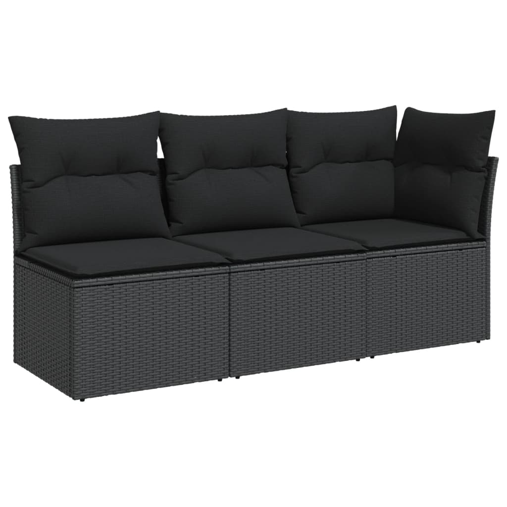 Divano da Giardino a 3 Posti con Cuscini Nero in Polyrattancod mxl 111722